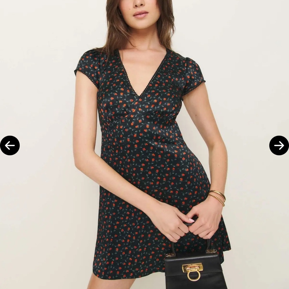 Reformation Amelia silk mini dress in Perla
